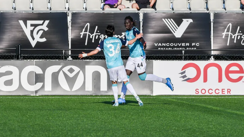 Aly Ndom soars for header vs. Vancouver FC