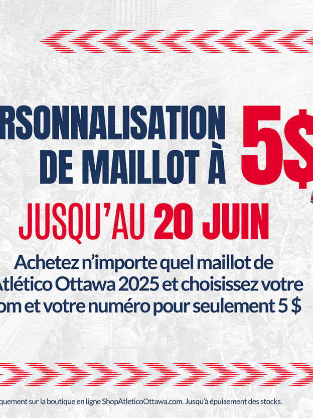 La vente de personnalisation de maillot à 5 $ est en cours!