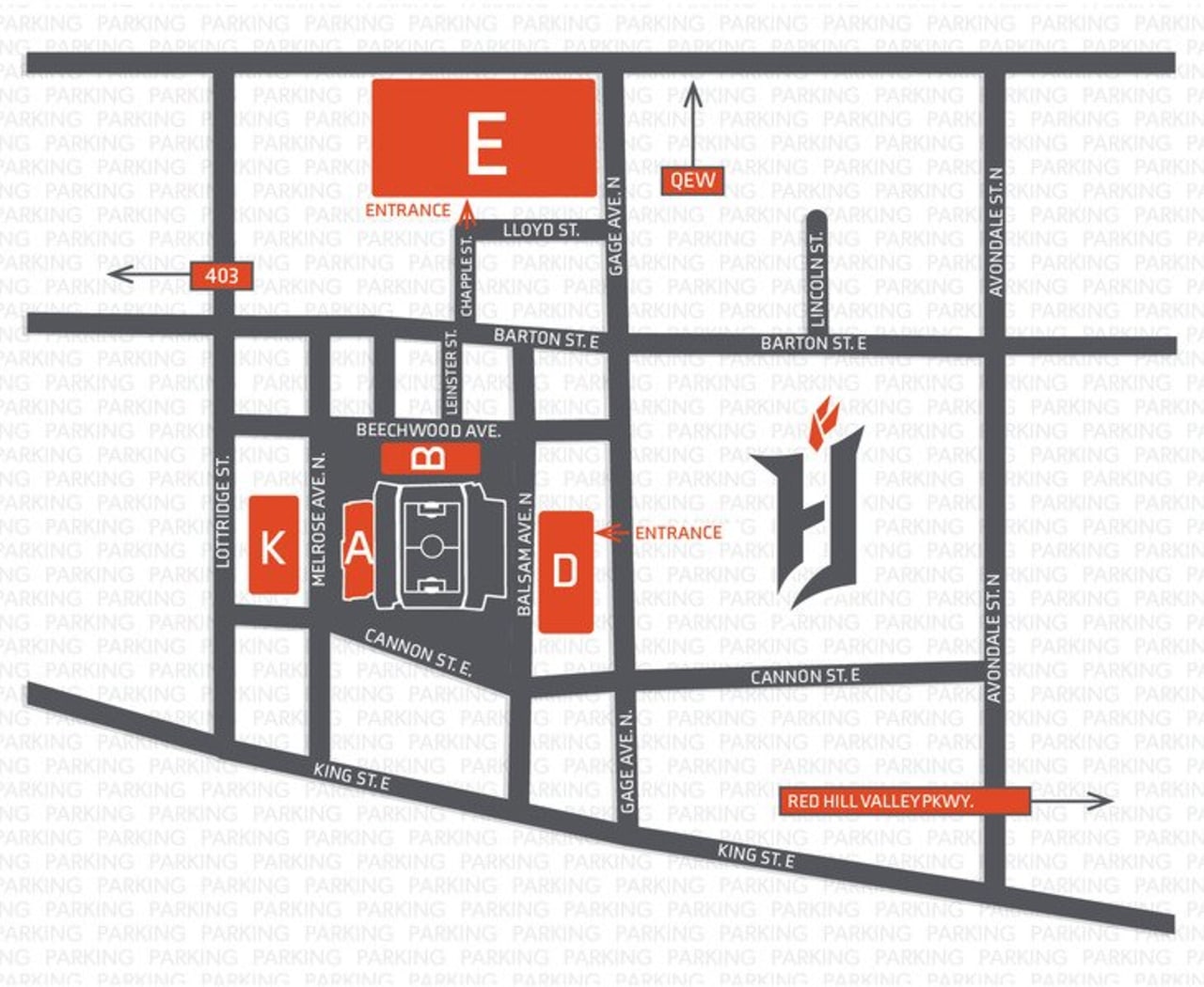 Hamilton Stadium Parking Map