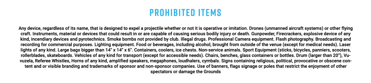 Prohibited Items