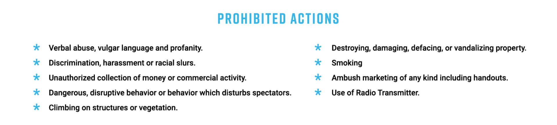Prohibited actions