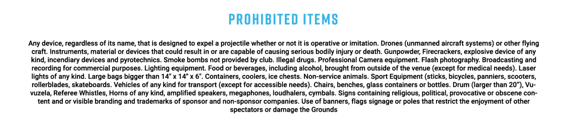 Prohibited Items
