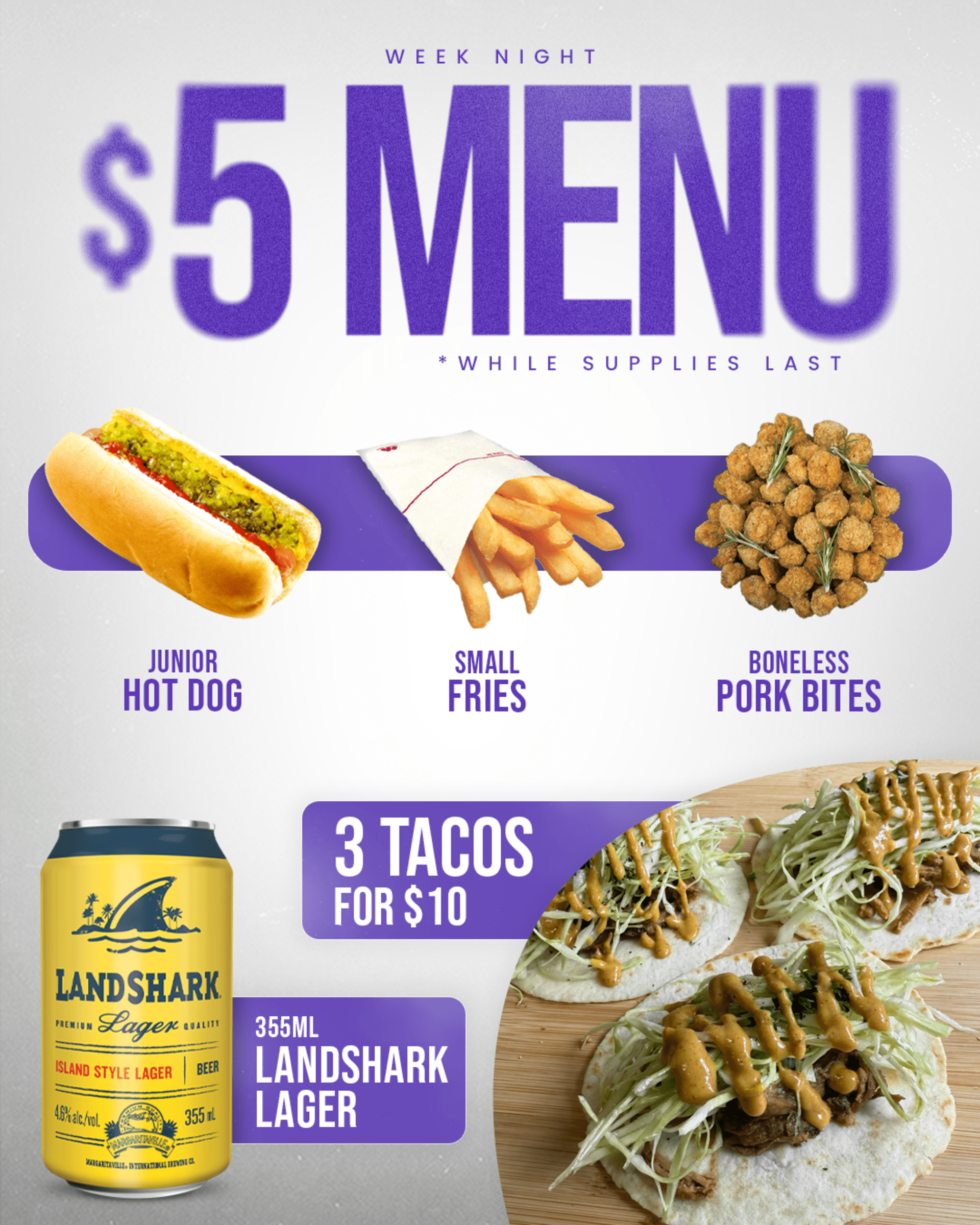 $5 food menu
