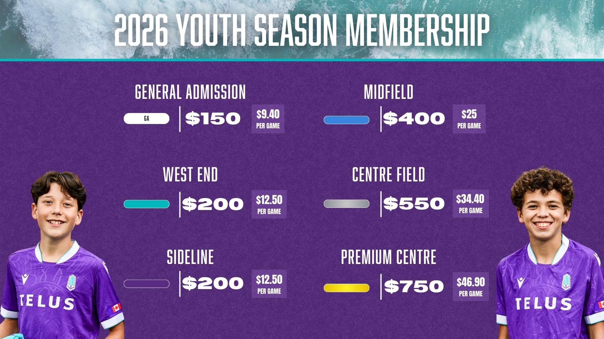 youth membership pricing 