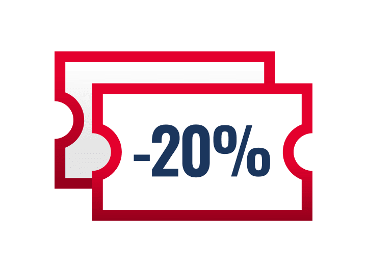 20% discount on single ticket price